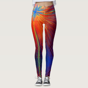 Rood blauw geel abstracte lijnen kleurrijk trendy leggings