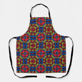 Rood Blauw Geel Afrikaans Stamgeometrisch Patroon Schort (Voorkant)