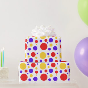 Rood Blauw Geel Cirkels Stippen Cadeaupapier