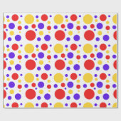 Rood Blauw Geel Cirkels Stippen Cadeaupapier (Vlak)