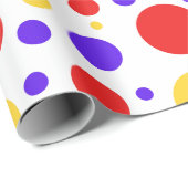 Rood Blauw Geel Cirkels Stippen Cadeaupapier (Rol Hoek)