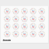Rood Blauw Geel Confetti Baby shower Dank u Ronde Sticker (Vel)