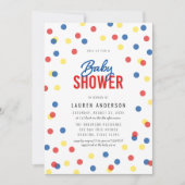 Rood Blauw Geel Confetti Baby shower Kaart (Voorkant)