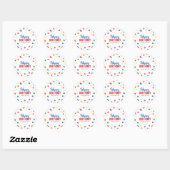 Rood Blauw Geel Confetti Happy Birthday Ronde Sticker (Vel)