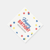 Rood Blauw Geel Confetti Happy Birthday Servet (Hoek)