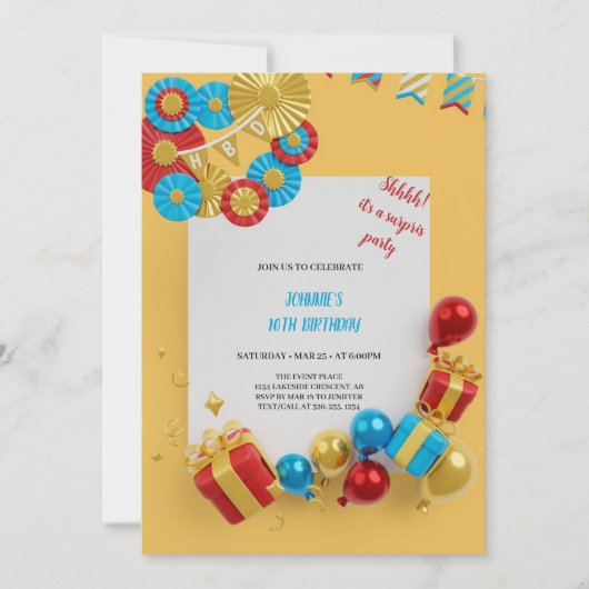 ROOD, BLAUW, GEEL EN GOUD verjaardag Kaart (Voorkant)