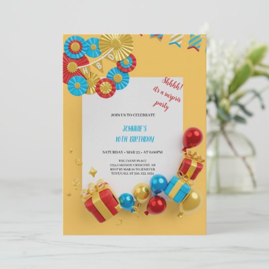 ROOD, BLAUW, GEEL EN GOUD verjaardag Kaart (Staand voorkant)