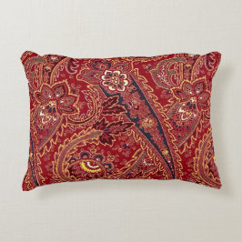 Rood, blauw, geel en wit  Paisley Floral Accent Kussen