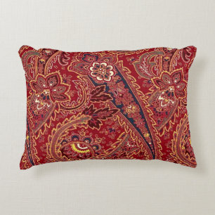 Rood, blauw, geel en wit Paisley Floral Accent Kussen