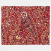 Rood, blauw, geel en wit  Paisley Floral Fleece Deken (Voorkant (Horizontaal))
