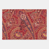 Rood, blauw, geel en wit  Paisley Floral Inpakpapier Vel (Voorkant 2)