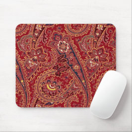 Rood, blauw, geel en wit  Paisley Floral Muismat