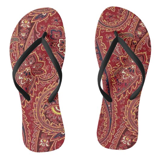 Rood, blauw, geel en wit Paisley Floral Teenslippers (Voetbed)