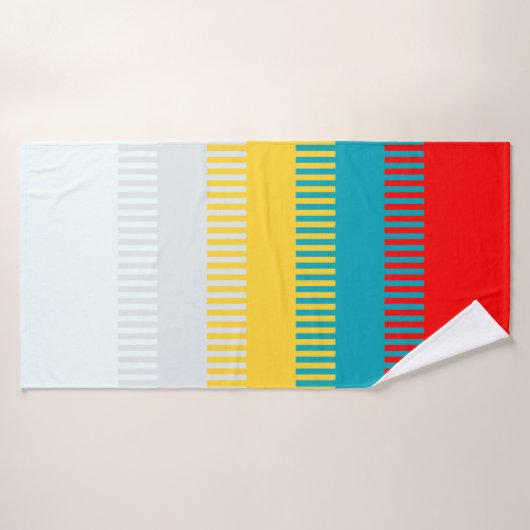 Rood Blauw Geel Geel Grauw Uniek Patroon Badhanddoek (Badhanddoek)