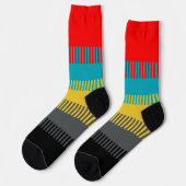 Rood Blauw Geel Geel Grauw Uniek Patroon Sokken (Links)