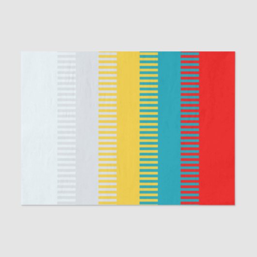 Rood Blauw Geel Geel Grauw Uniek Patroon Tissuepapier (Voorkant)