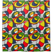 Rood Blauw Geel Groen Strand Bal Douchegordijn (Voorkant)