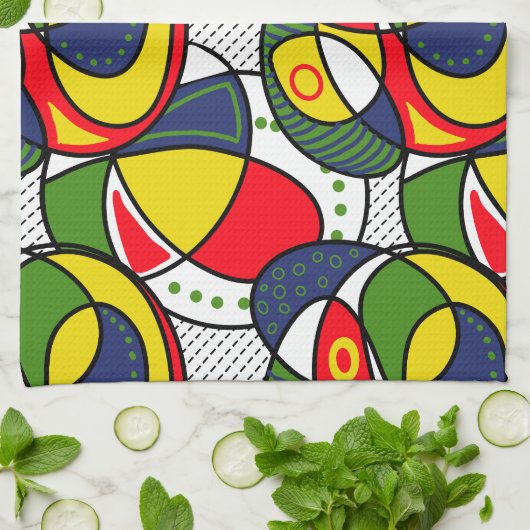 Rood Blauw Geel Groen Strandbal Theedoek (Gevouwen)