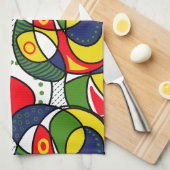 Rood Blauw Geel Groen Strandbal Theedoek (Quarter Fold)