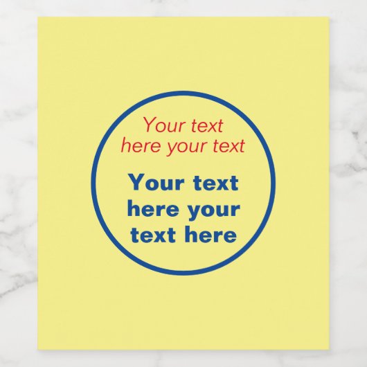 Rood Blauw Geel Jouw tekst Hier Vervang Slogan Wijn Etiket (Enkel label)