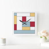 Rood Blauw Geel Kleurenblok Midden-Eeuw Vierkanten Vierkante Klok (Huis)