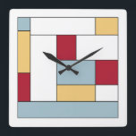 Rood Blauw Geel Kleurenblok Midden-Eeuw Vierkanten Vierkante Klok<br><div class="desc">Deze fantastische moderne klok uit het midden van de eeuw heeft rechthoekige kleurblokken in blauw,  rood,  geel,  wit en zwart. Voeg wat plezier toe aan je muur!</div>