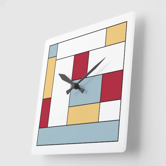 Rood Blauw Geel Kleurenblok Midden-Eeuw Vierkanten Vierkante Klok (Hoek)