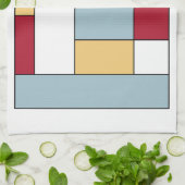 Rood Blauw Geel Mid Century Retro Kleurblokken Theedoek (Gevouwen)