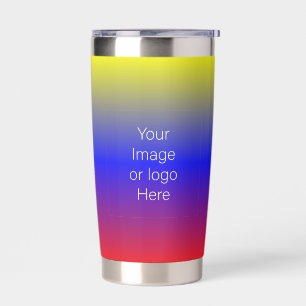 Rood Blauw Geel Reizigersverloop Personaliseren Geïsoleerde Drinkbeker