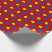 Rood Blauw Geel Stippen Design  Cadeaupapier (Hoek)