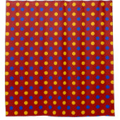 Rood Blauw Geel Stippen Design  Douchegordijn (Voorkant)