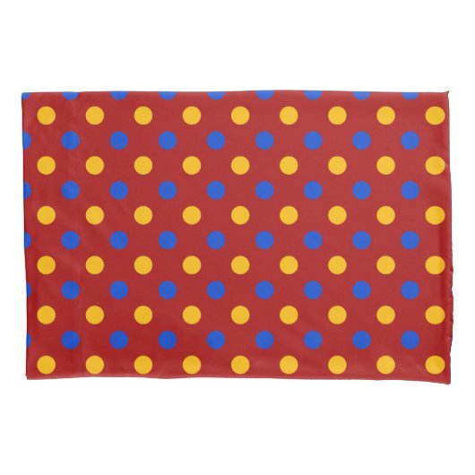 Rood Blauw Geel Stippen Design  Kussensloop (Voorkant)