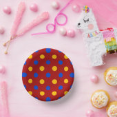 Rood Blauw Geel Stippen Design Papieren Kommen (Feest)