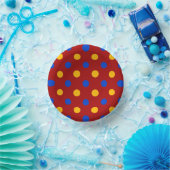 Rood Blauw Geel Stippen Design Papieren Kommen (Feest)
