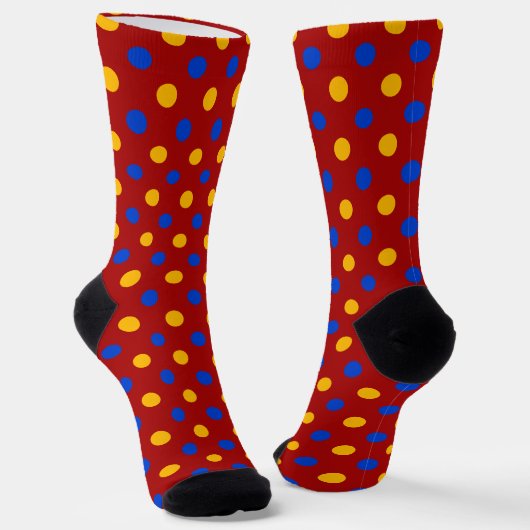 Rood Blauw Geel Stippen Design  Sokken (Gebogen)