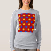 Rood Blauw Geel Stippen Design  T-shirt (Voorkant)
