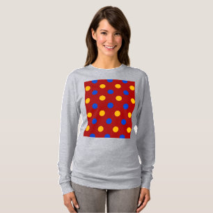 Rood Blauw Geel Stippen Design T-shirt
