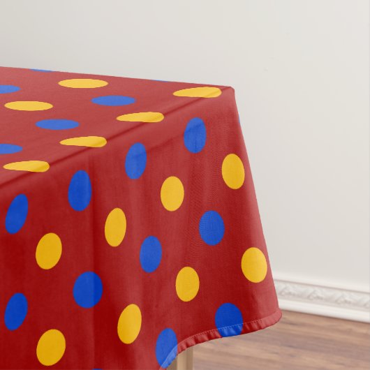 Rood Blauw Geel Stippen Design  Tafelkleed (Voorbeeld)