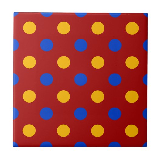 Rood Blauw Geel Stippen Design Tegeltje (Voorkant)