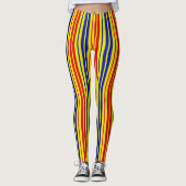 Rood Blauw Geel Strepen Patroon Ontwerp  Leggings (Voorkant)