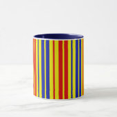 Rood Blauw Geel Strepen Patroon Ontwerp Mok (Midden)