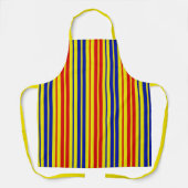 Rood Blauw Geel Strepen Patroon Ontwerp Schort (Voorkant)