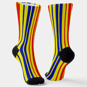 Rood Blauw Geel Strepen Patroon Ontwerp  Sokken