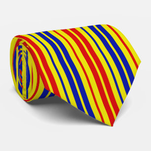 Rood Blauw Geel Strepen Patroon Ontwerp  Stropdas