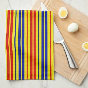 Rood Blauw Geel Strepen Patroon Ontwerp  Theedoek