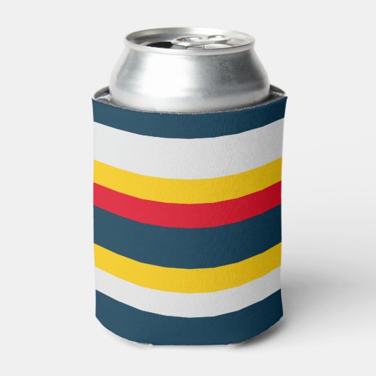 Rood Blauw Geel Uniform Strepen Blikjeskoeler (Blikje Voorkant)