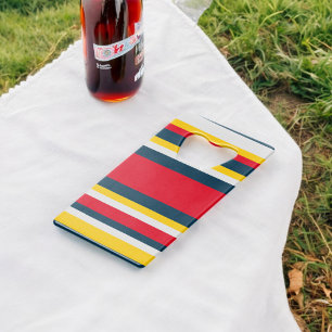 Rood Blauw Geel Uniform Strepen Creditkaart Flessenopener
