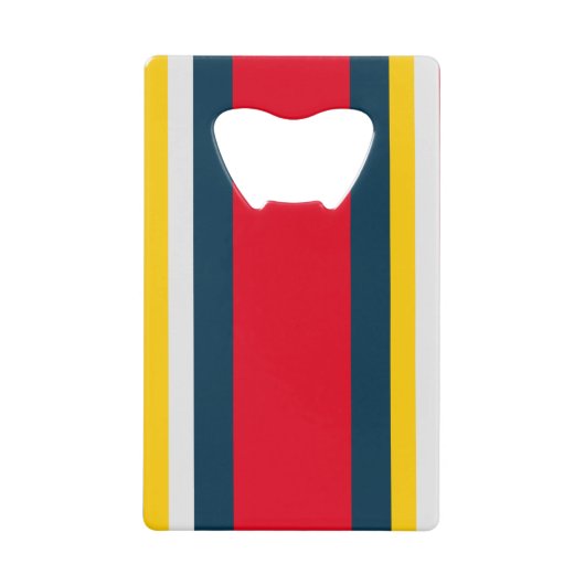 Rood Blauw Geel Uniform Strepen Creditkaart Flessenopener (Voorkant)