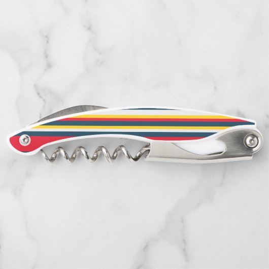 Rood Blauw Geel Uniform Strepen Kurkentrekker (Achterkant)