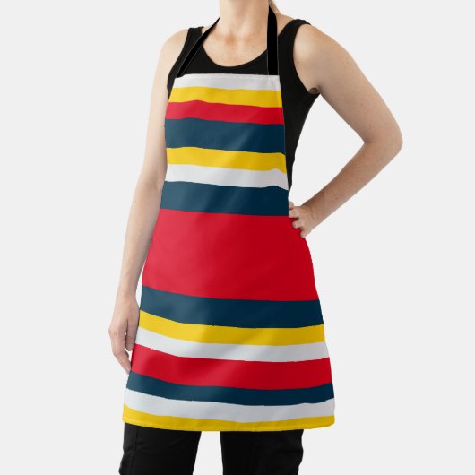 Rood Blauw Geel Uniform Strepen Schort (Insitu)